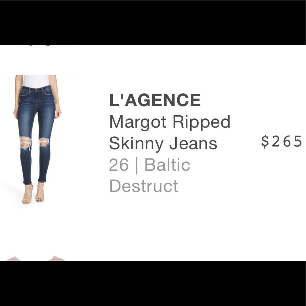 L’AGENCE Margot Ripped Skinny Jeans, Size 26